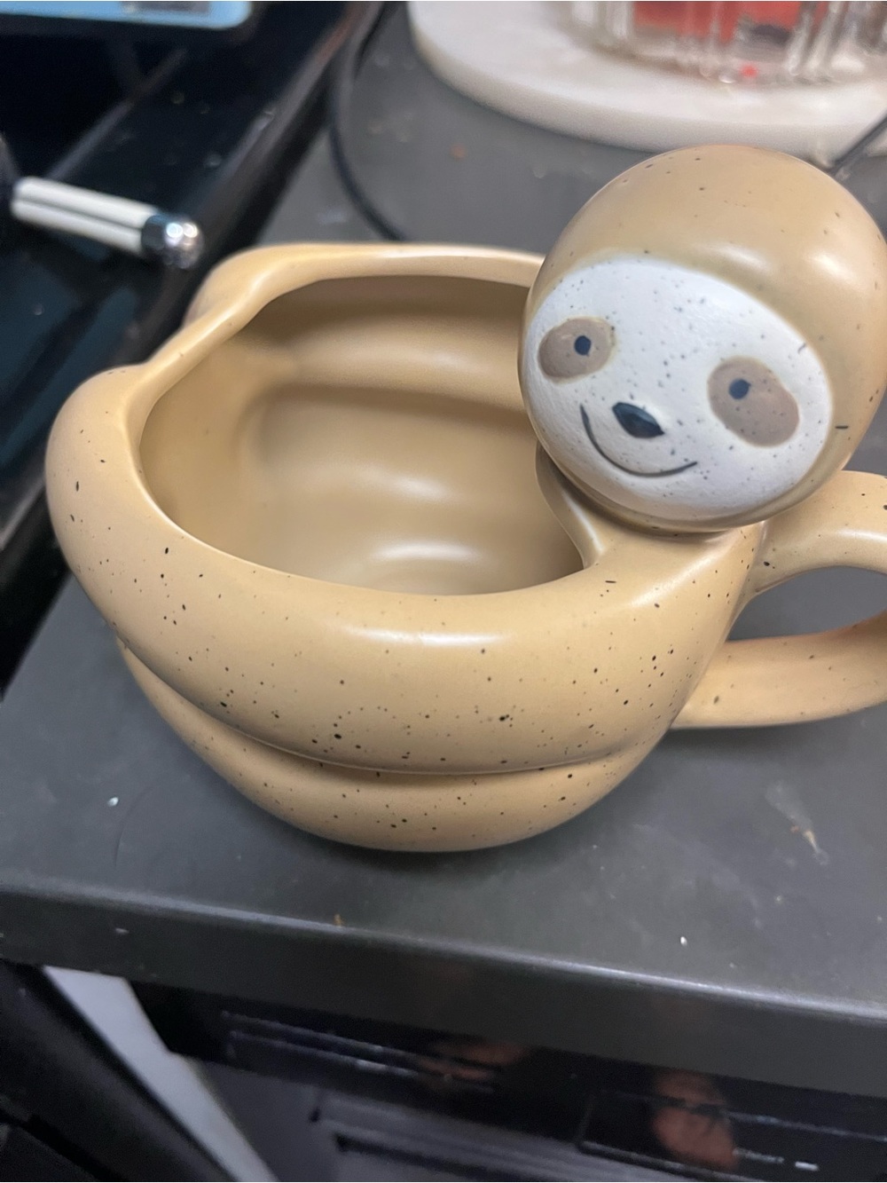 Cute Sloth Ceramic Mug in Speckled Tan coffee mug Sloth.